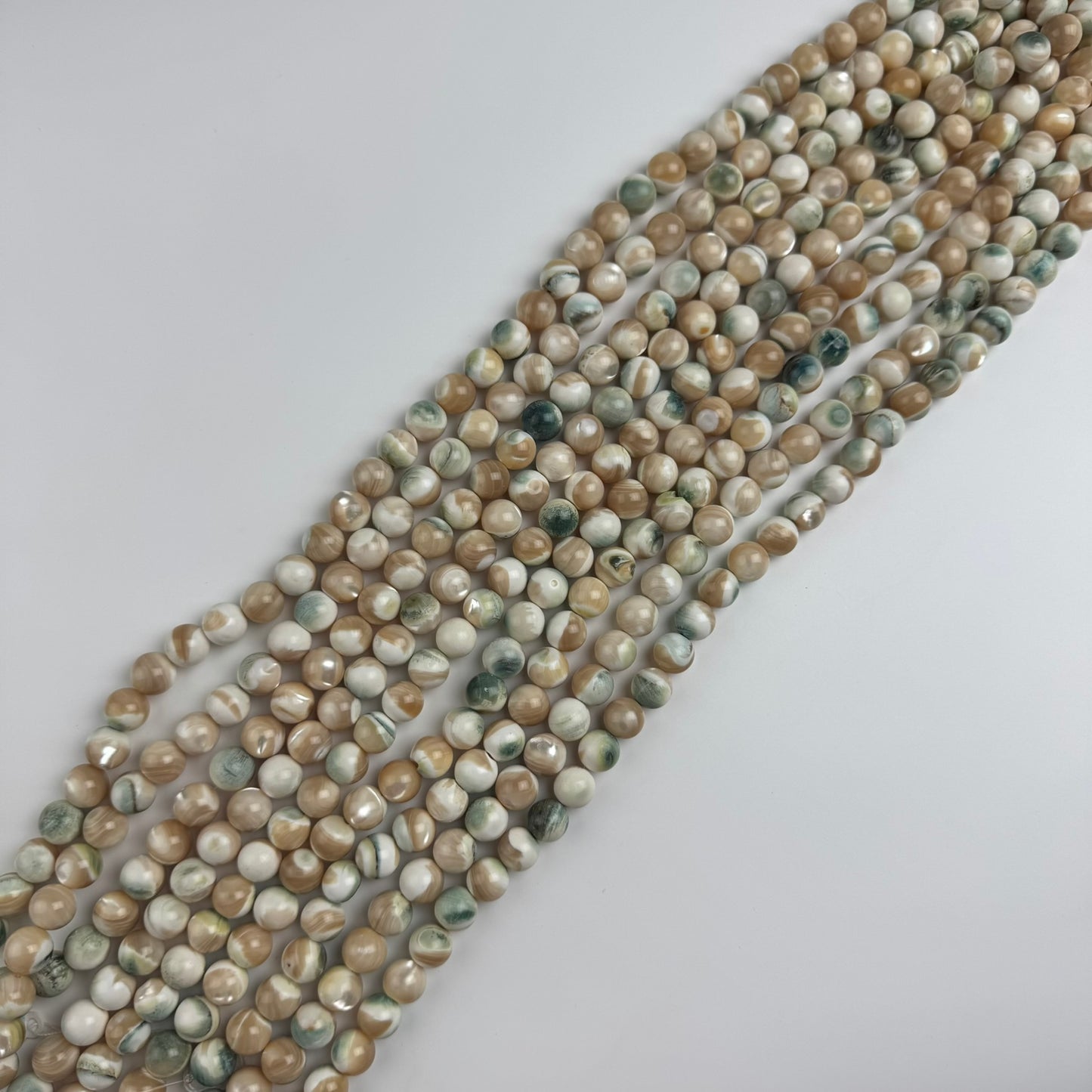 Green Shell Mother Of Pearl Polished Round Beads