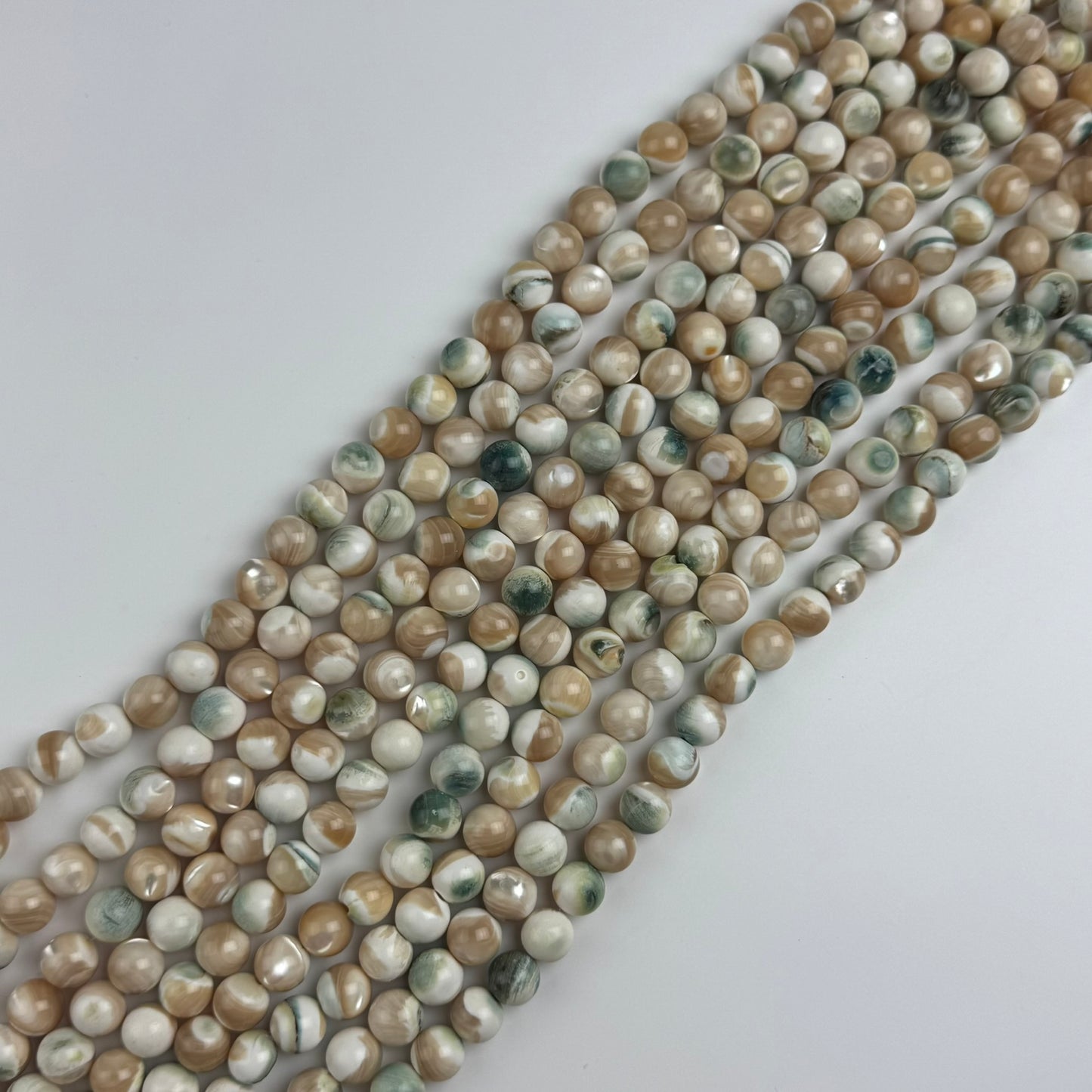 Green Shell Mother Of Pearl Polished Round Beads