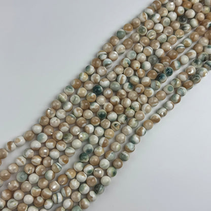 Green Shell Mother Of Pearl Polished Round Beads