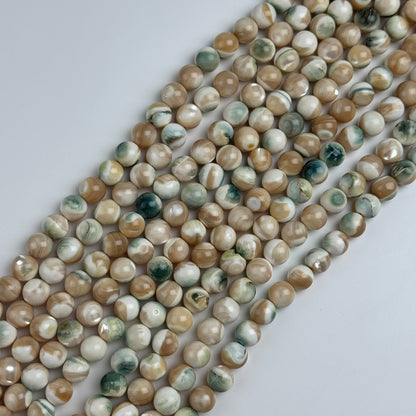 Green Shell Mother Of Pearl Polished Round Beads