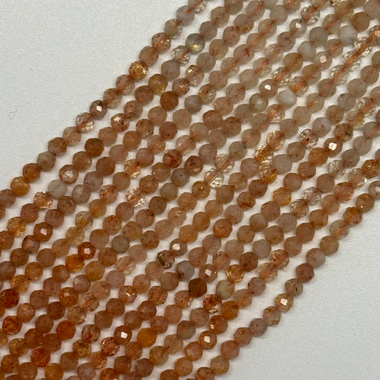 Multi-Colour Sunstone & Moonstone Faceted Round Beads