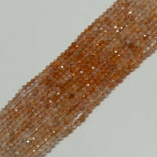 Sunstone & Moonstone Faceted Round Gemstone Beads
