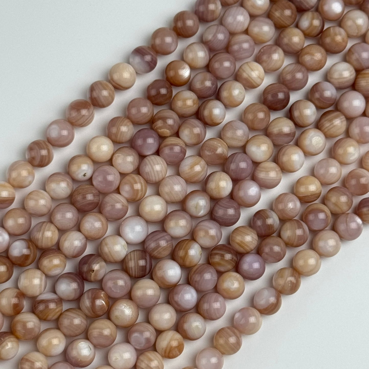 Hot Pink Shell Mother Of Pearl Polished Round Beads