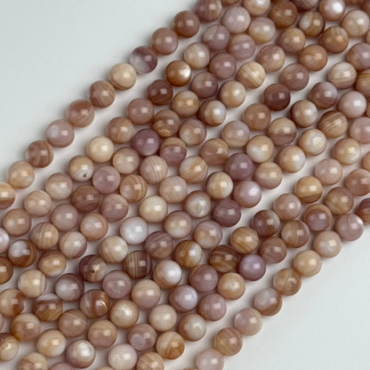 Hot Pink Shell Mother Of Pearl Polished Round Beads