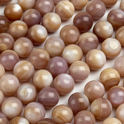 Hot Pink Shell Mother Of Pearl Polished Round Beads