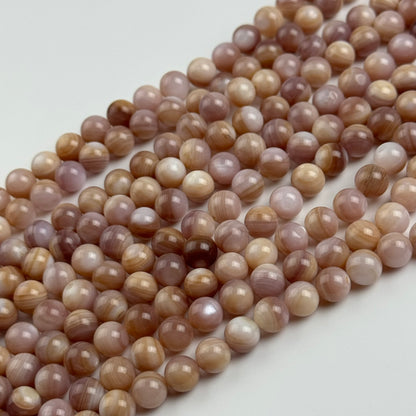 Hot Pink Shell Mother Of Pearl Polished Round Beads