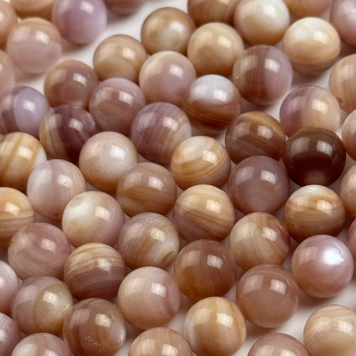 Hot Pink Shell Mother Of Pearl Polished Round Beads