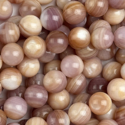 Hot Pink Shell Mother Of Pearl Polished Round Beads
