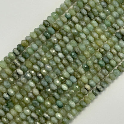 Faceted Burmese Jade Beads - Rondelle Beads