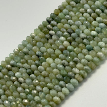 Faceted Burmese Jade Beads - Rondelle Beads