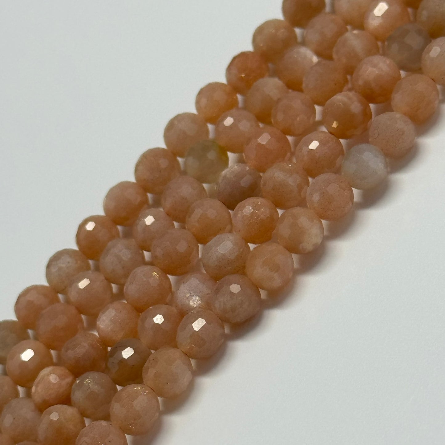 Multi-Colour Sunstone & Moonstone Faceted Round Beads