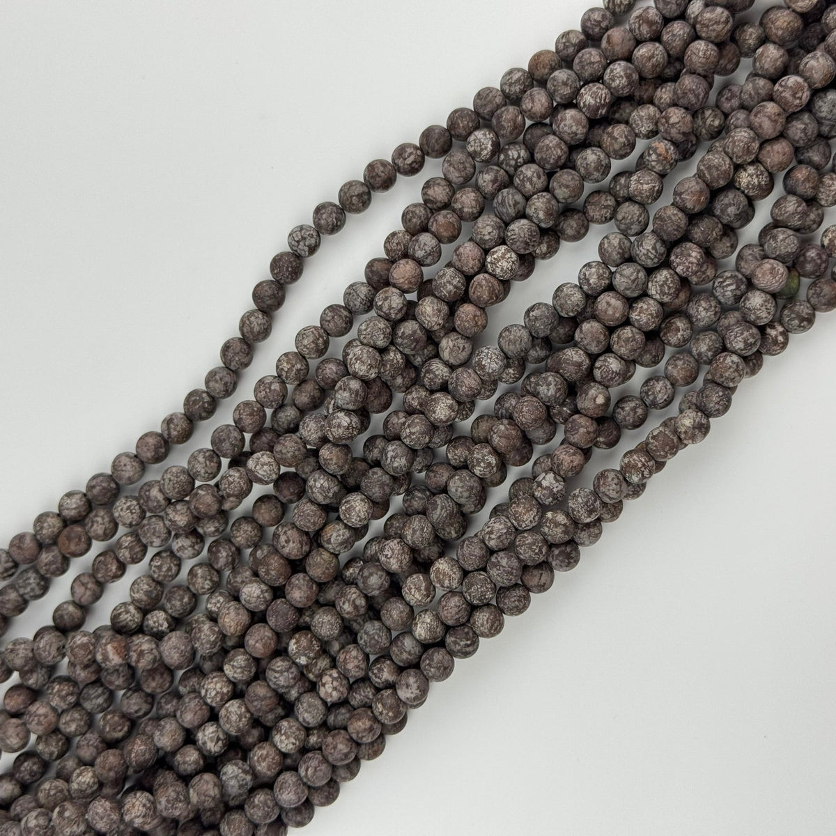 Jasper Brown Coral Frosted Round Beads (A Quality)