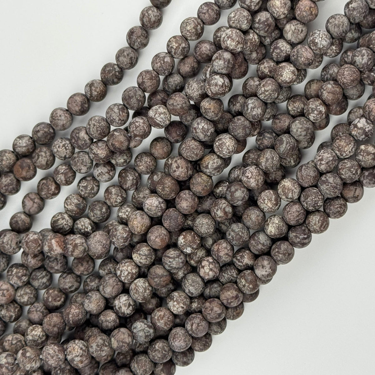 Jasper Brown Coral Frosted Round Beads (A Quality)