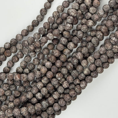 Jasper Brown Coral Frosted Round Beads (A Quality)