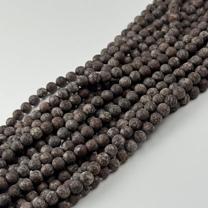 Jasper Brown Coral Frosted Round Beads (A Quality)