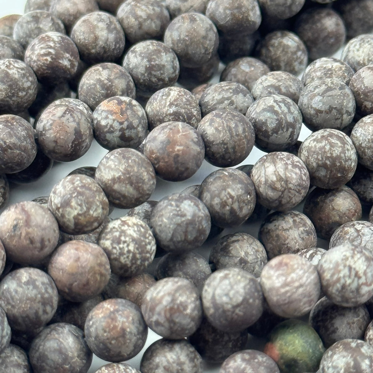 Jasper Brown Coral Frosted Round Beads (A Quality)