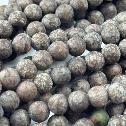 Jasper Brown Coral Frosted Round Beads (A Quality)