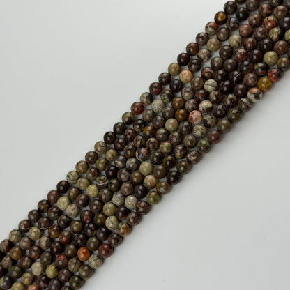 Jasper Brown Rainforest Polished Round Beads (AA Quality)