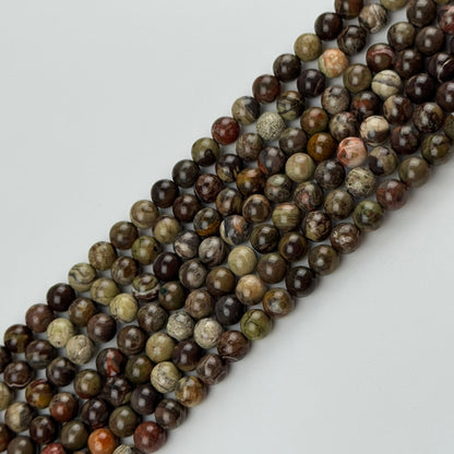 Jasper Brown Rainforest Polished Round Beads (AA Quality)