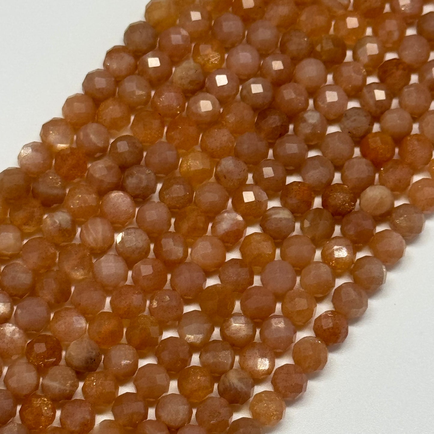Multi-Colour Sunstone & Moonstone Faceted Round Beads