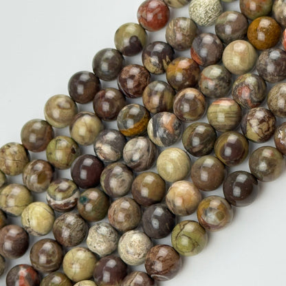 Jasper Brown Rainforest Polished Round Beads (AA Quality)