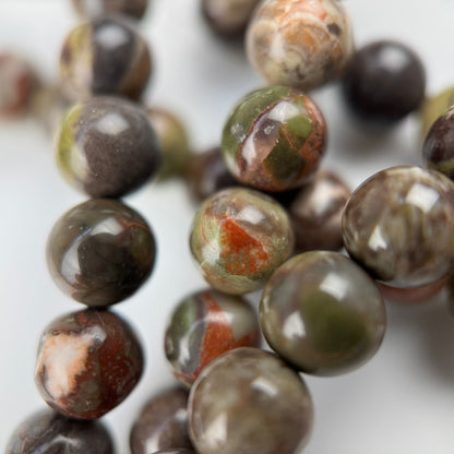Jasper Brown Rainforest Polished Round Beads (AA Quality)