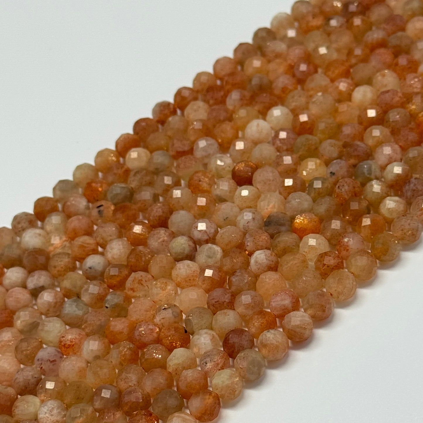 Multi-Colour Sunstone & Moonstone Faceted Round Beads