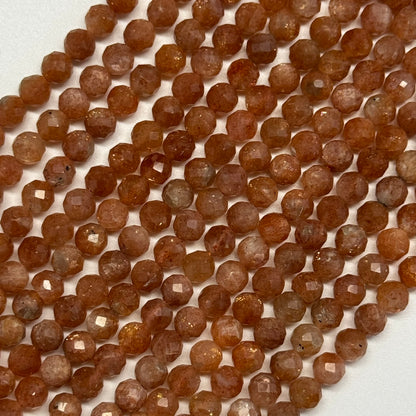 Multi-Colour Sunstone & Moonstone Faceted Round Gemstone Beads