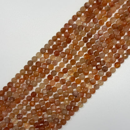 Multi-Colour Sunstone & Moonstone Faceted Round Gemstone Beads
