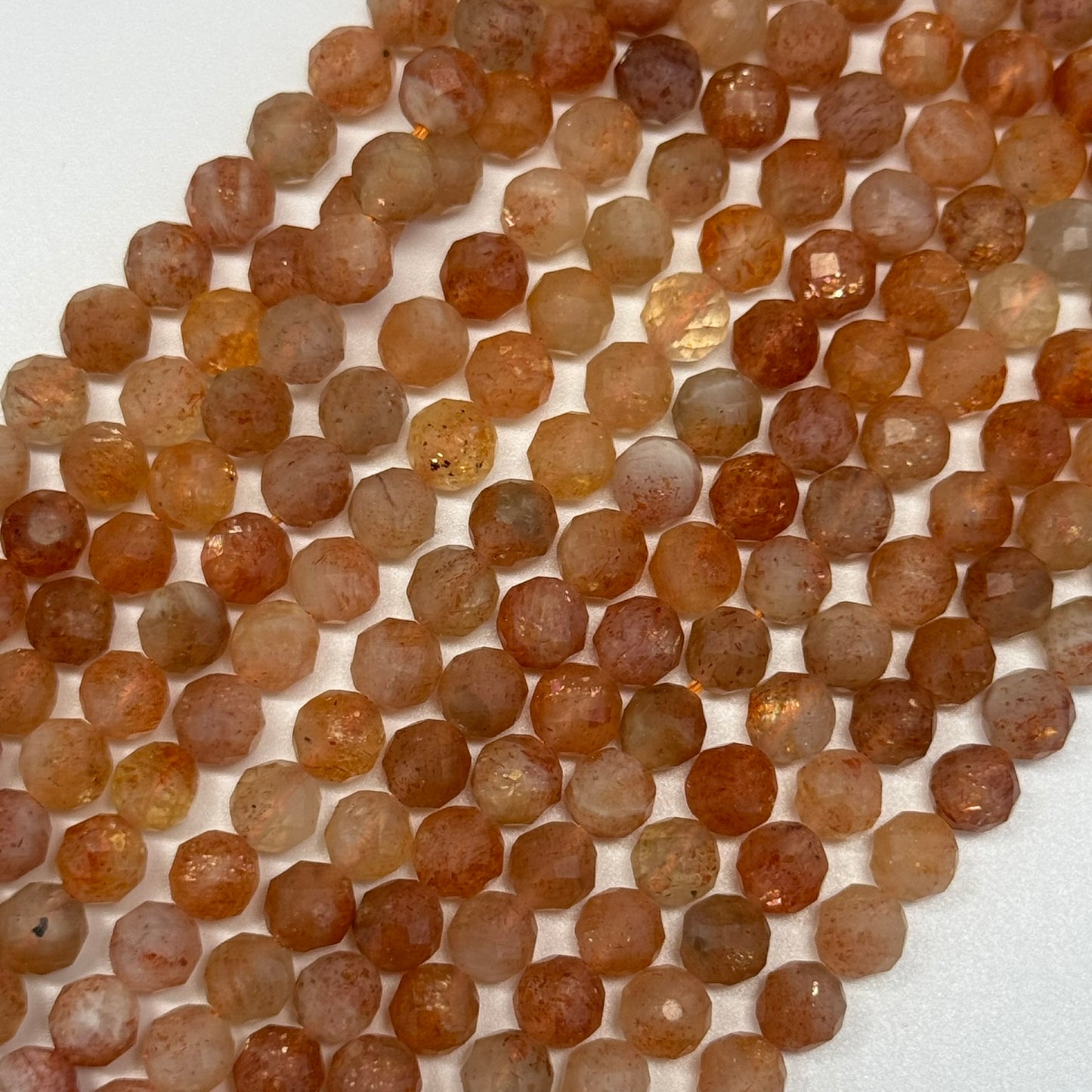 Multi-Colour Sunstone & Moonstone Faceted Round Beads