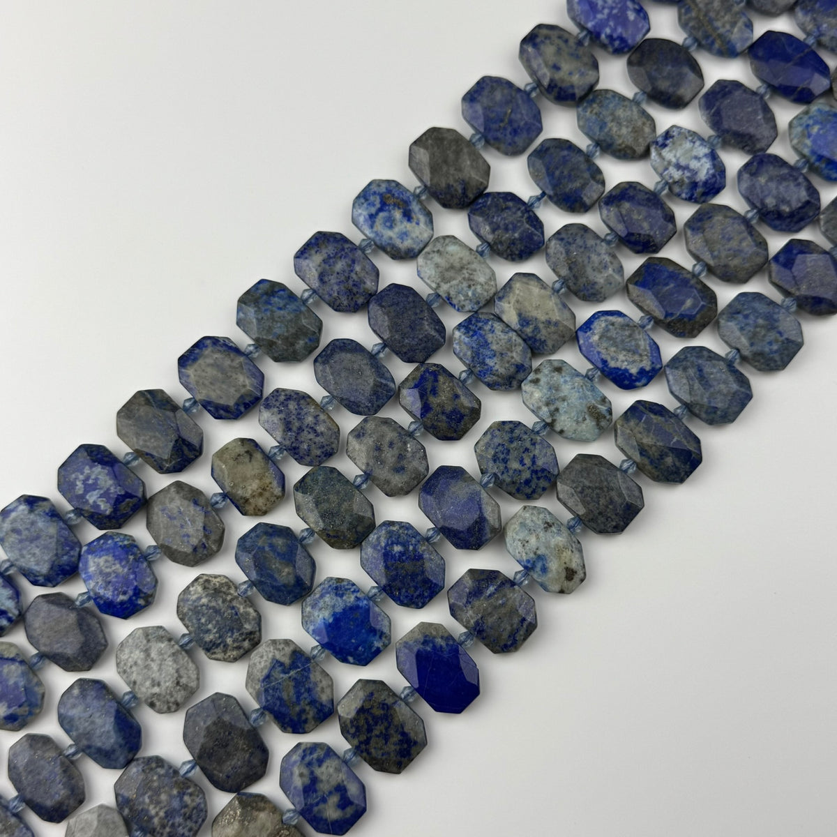 Lapis Lazuli Faceted Cusion-Cut Natural Blue Gemstone Beads (B Quality)