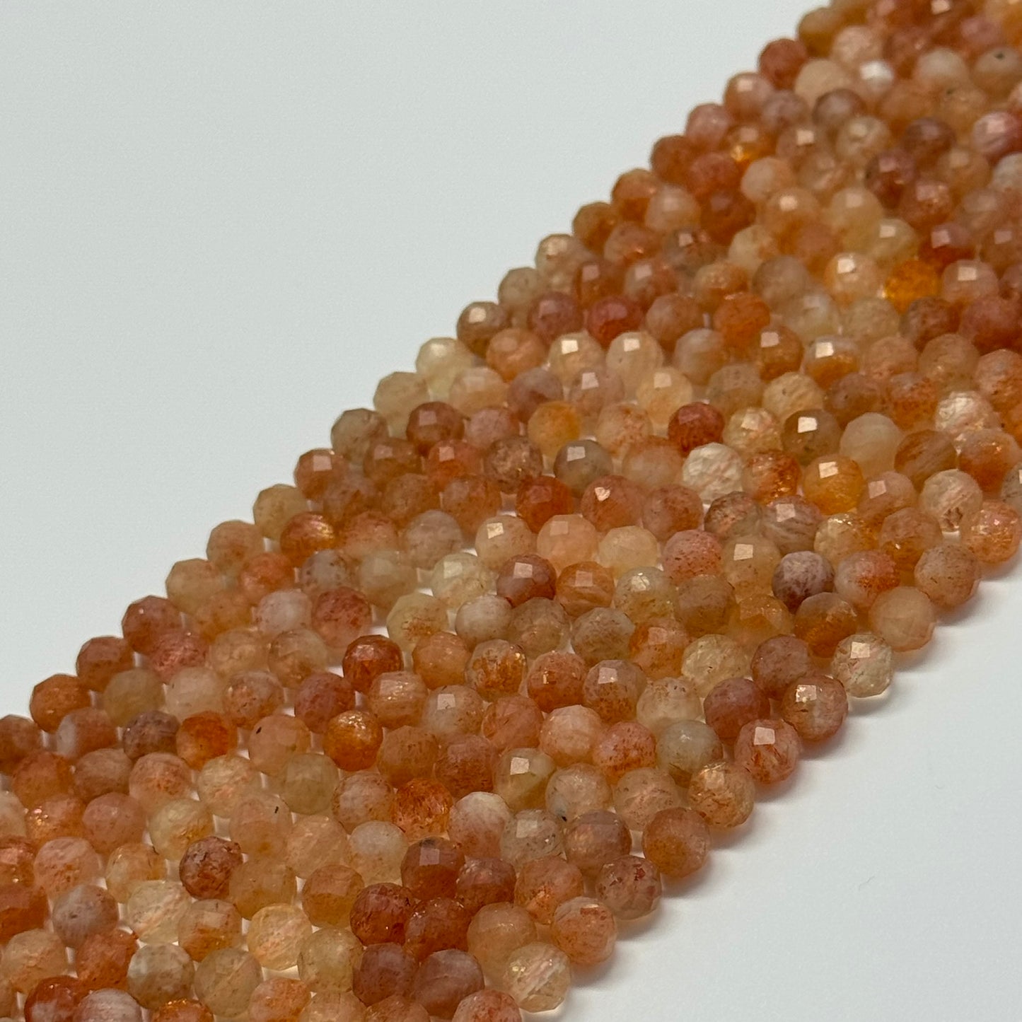 Multi-Colour Sunstone & Moonstone Faceted Round Beads
