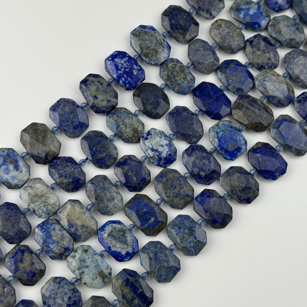 Lapis Lazuli Faceted Cusion-Cut Natural Blue Gemstone Beads (B Quality)