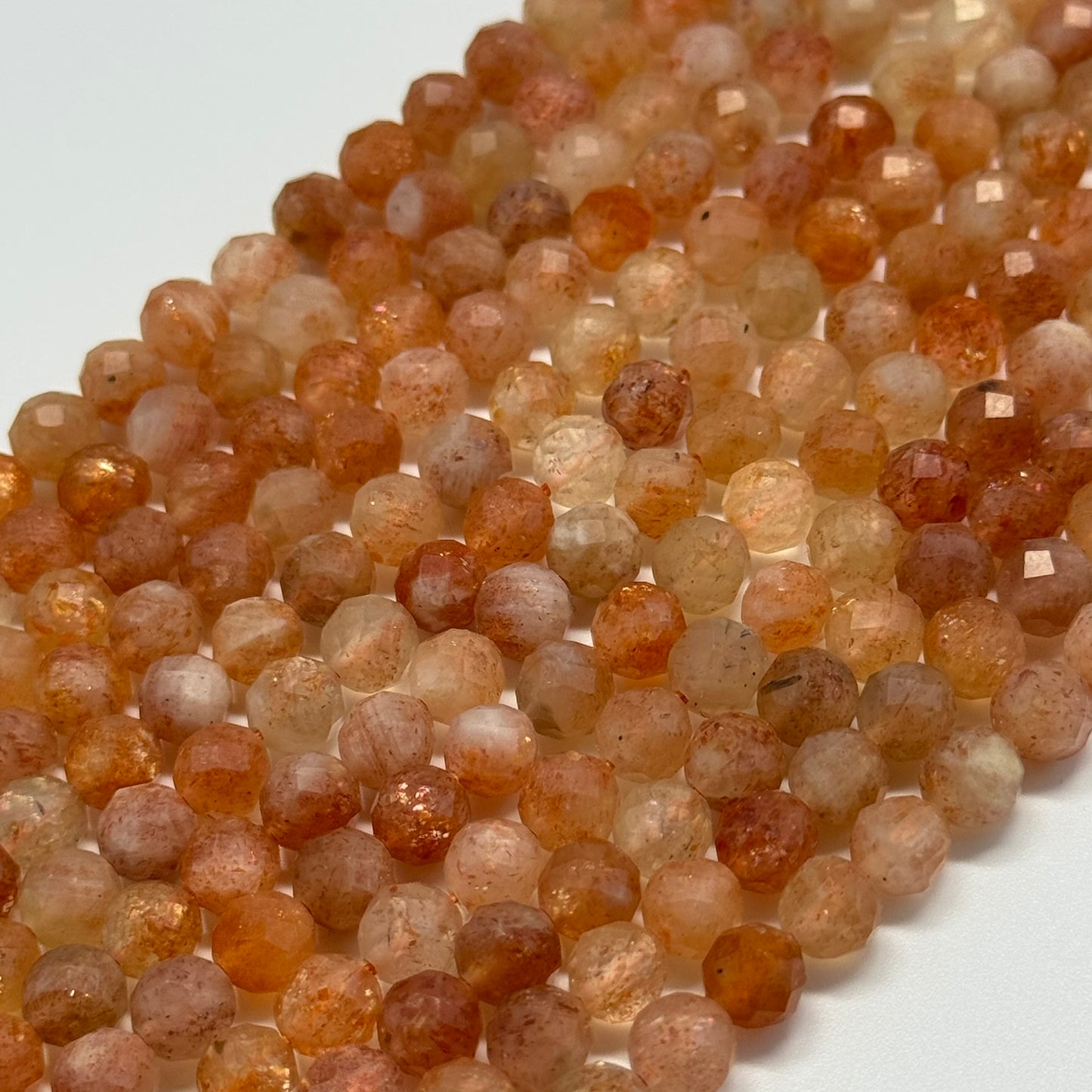 Multi-Colour Sunstone & Moonstone Faceted Round Beads