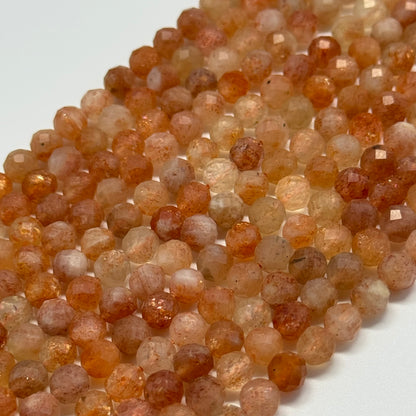 Multi-Colour Sunstone & Moonstone Faceted Round Gemstone Beads