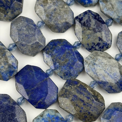 Lapis Lazuli Faceted Cusion-Cut Natural Blue Gemstone Beads (B Quality)