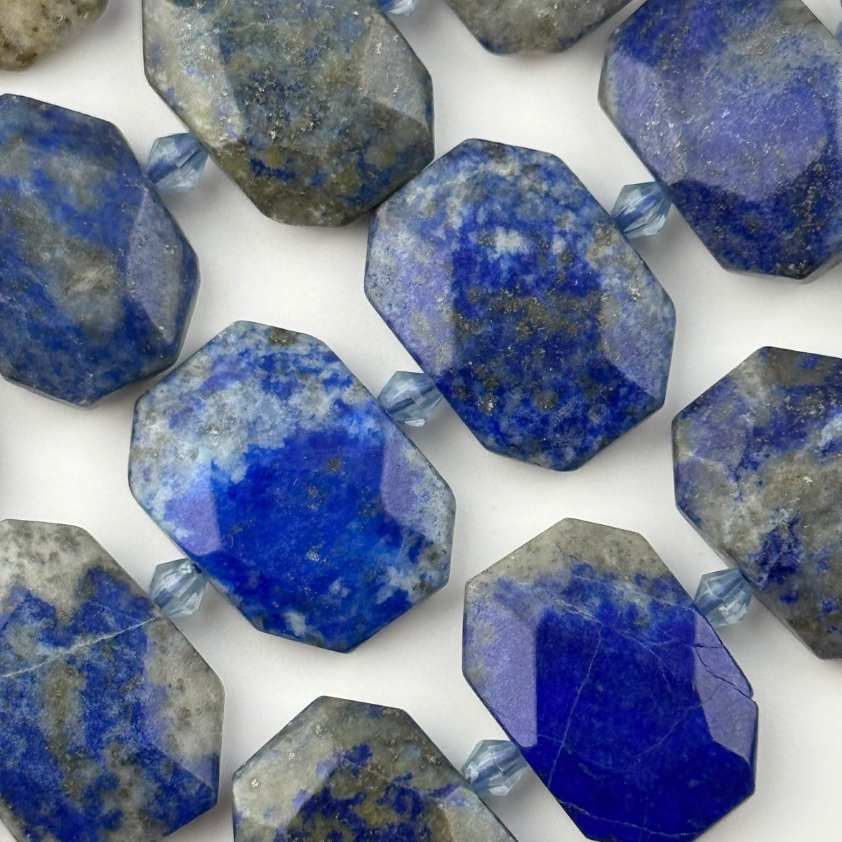 Lapis Lazuli Faceted Cusion-Cut Natural Blue Gemstone Beads (B Quality)