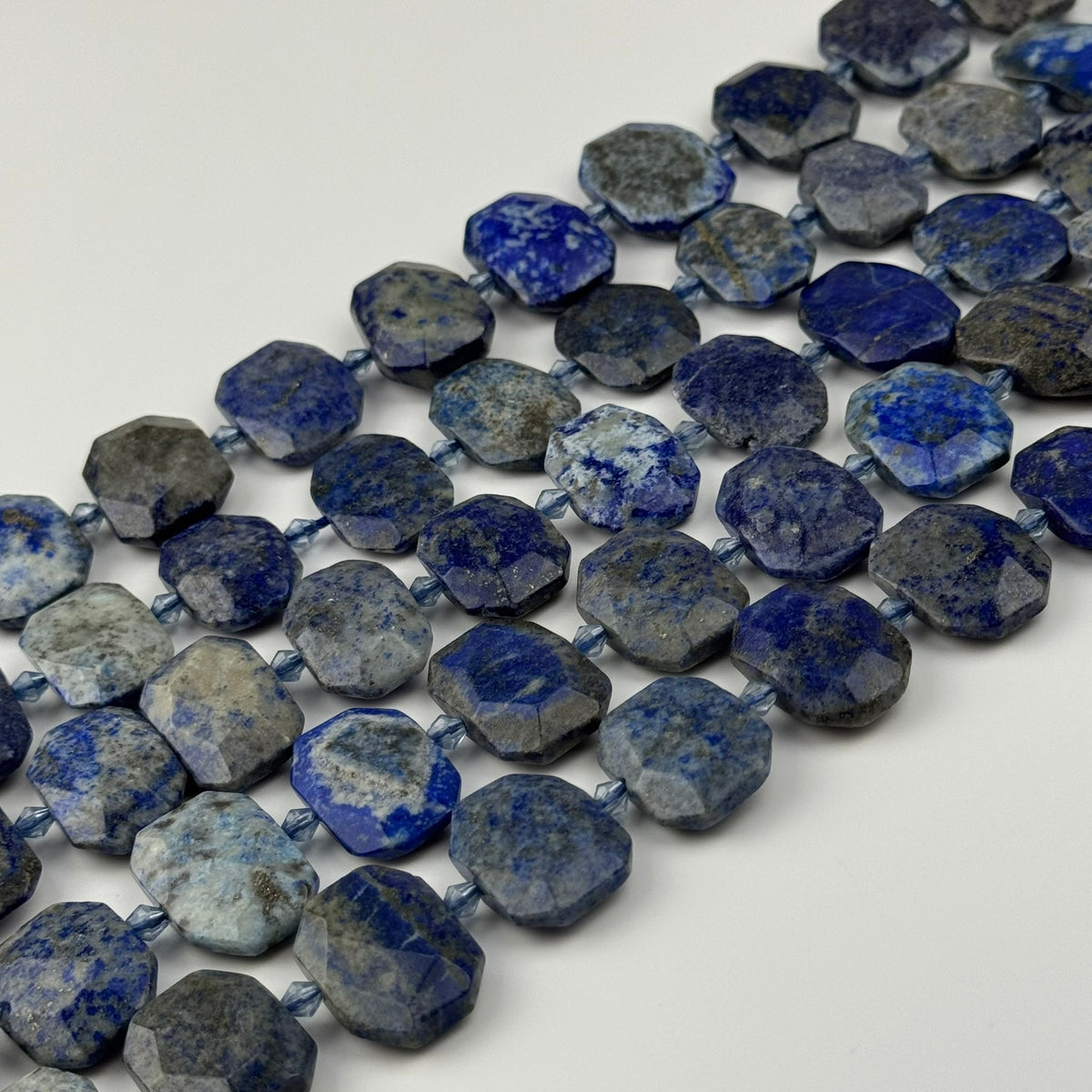 Lapis Lazuli Faceted Cusion-Cut Natural Blue Gemstone Beads (B Quality)
