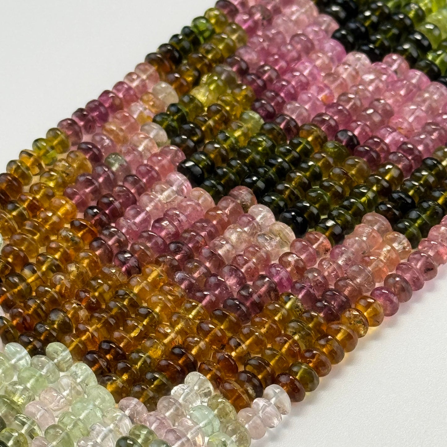 Multicolor Tourmaline Rondelle Beads – Natural Gem for Jewelry - (AAA Quality)