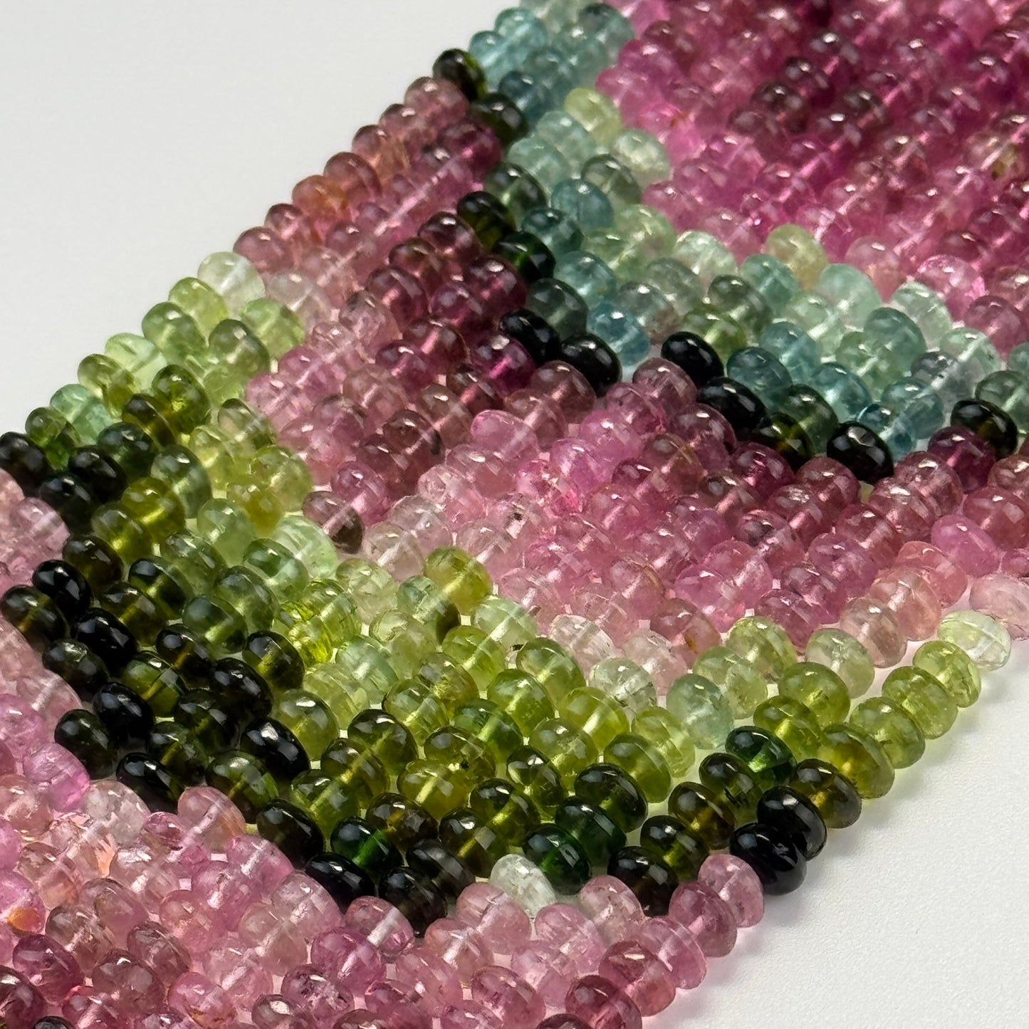 Multicolor Tourmaline Rondelle Beads – Natural Gem for Jewelry - (AAA Quality)