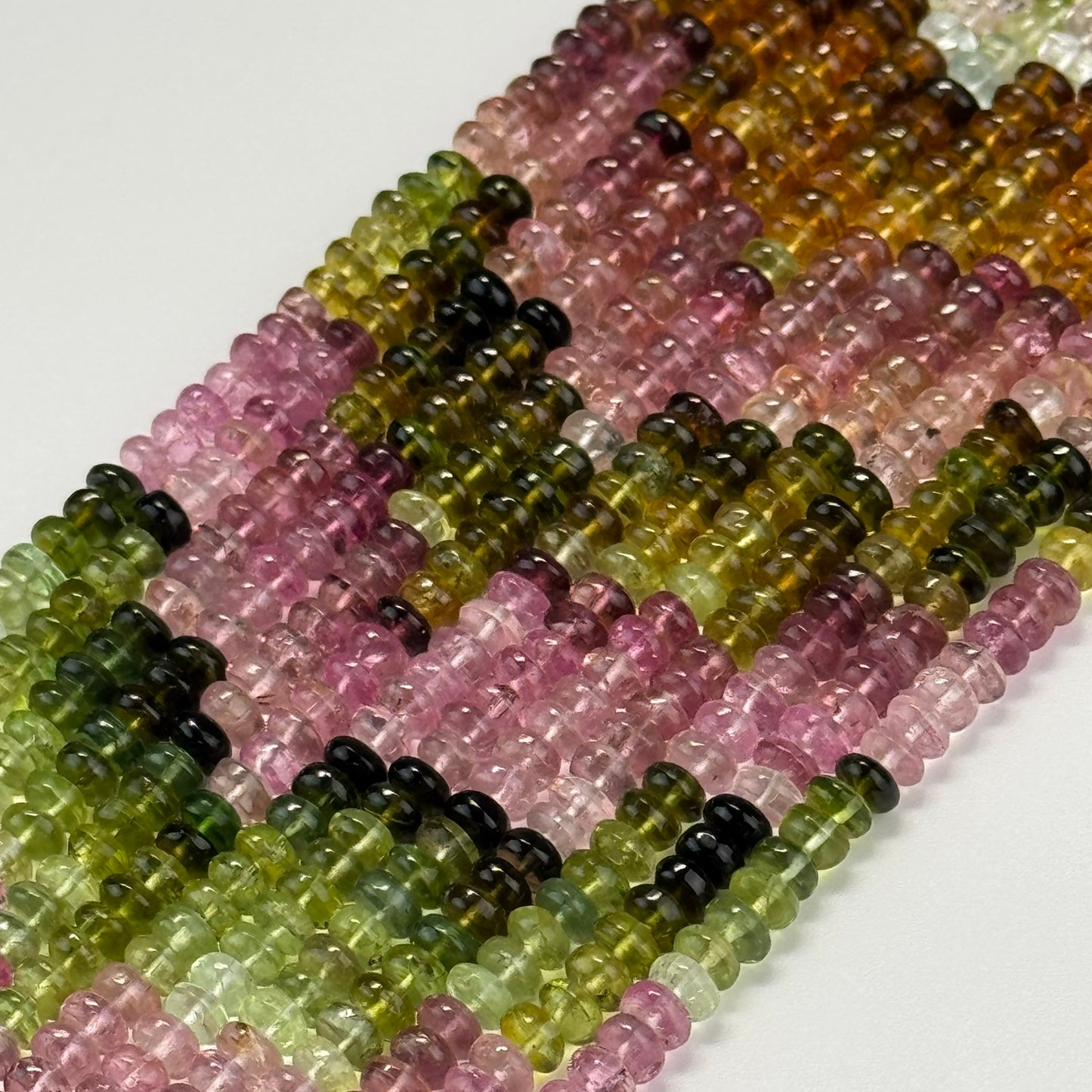 Multicolor Tourmaline Rondelle Beads – Natural Gem for Jewelry - (AAA Quality)