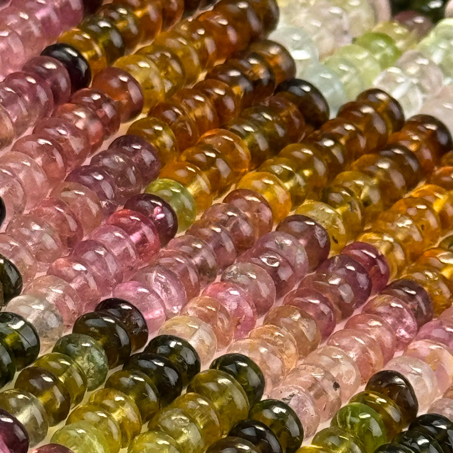 Multicolor Tourmaline Rondelle Beads – Natural Gem for Jewelry - (AAA Quality)