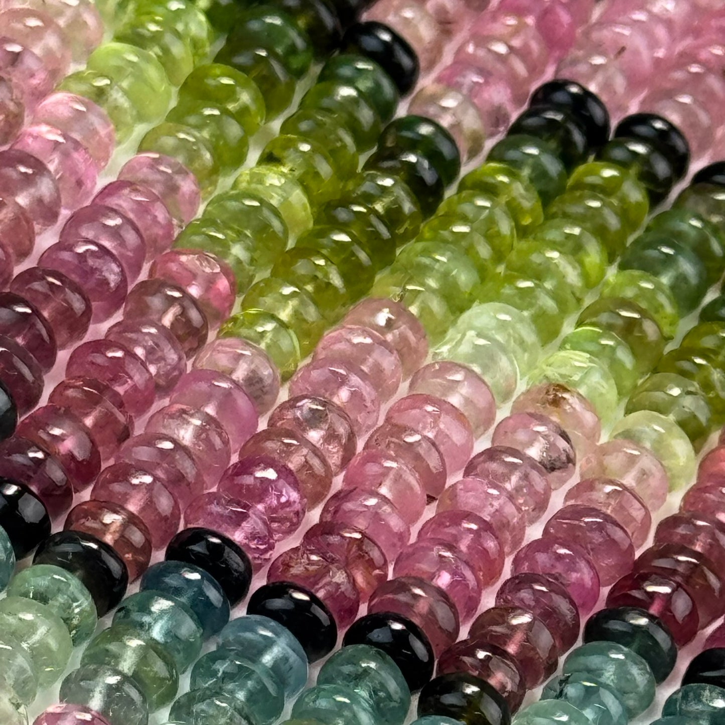 Multicolor Tourmaline Rondelle Beads – Natural Gem for Jewelry - (AAA Quality)