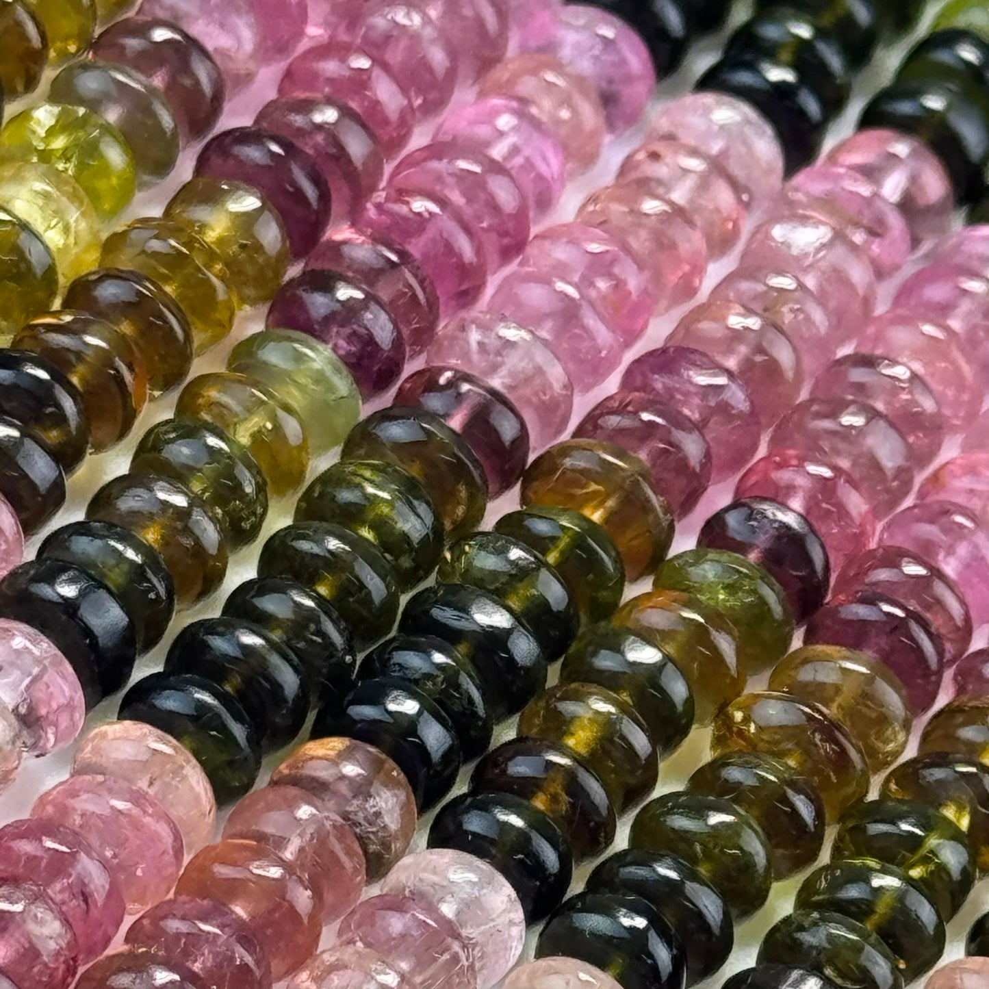 Multicolor Tourmaline Rondelle Beads – Natural Gem for Jewelry - (AAA Quality)
