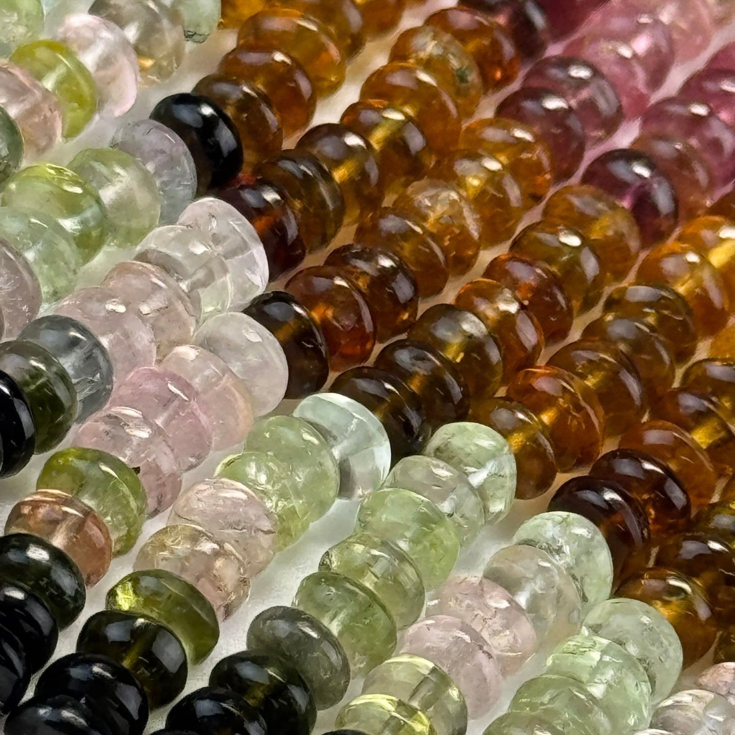 Multicolor Tourmaline Rondelle Beads – Natural Gem for Jewelry - (AAA Quality)