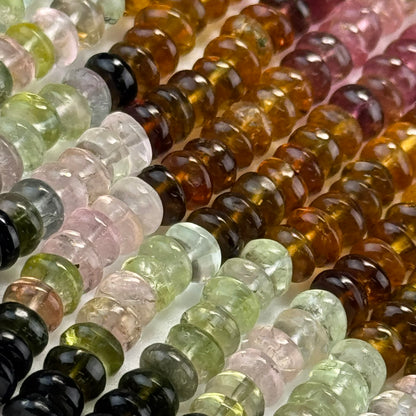Multicolor Tourmaline Rondelle Beads – Natural Gem for Jewelry - (AAA Quality)