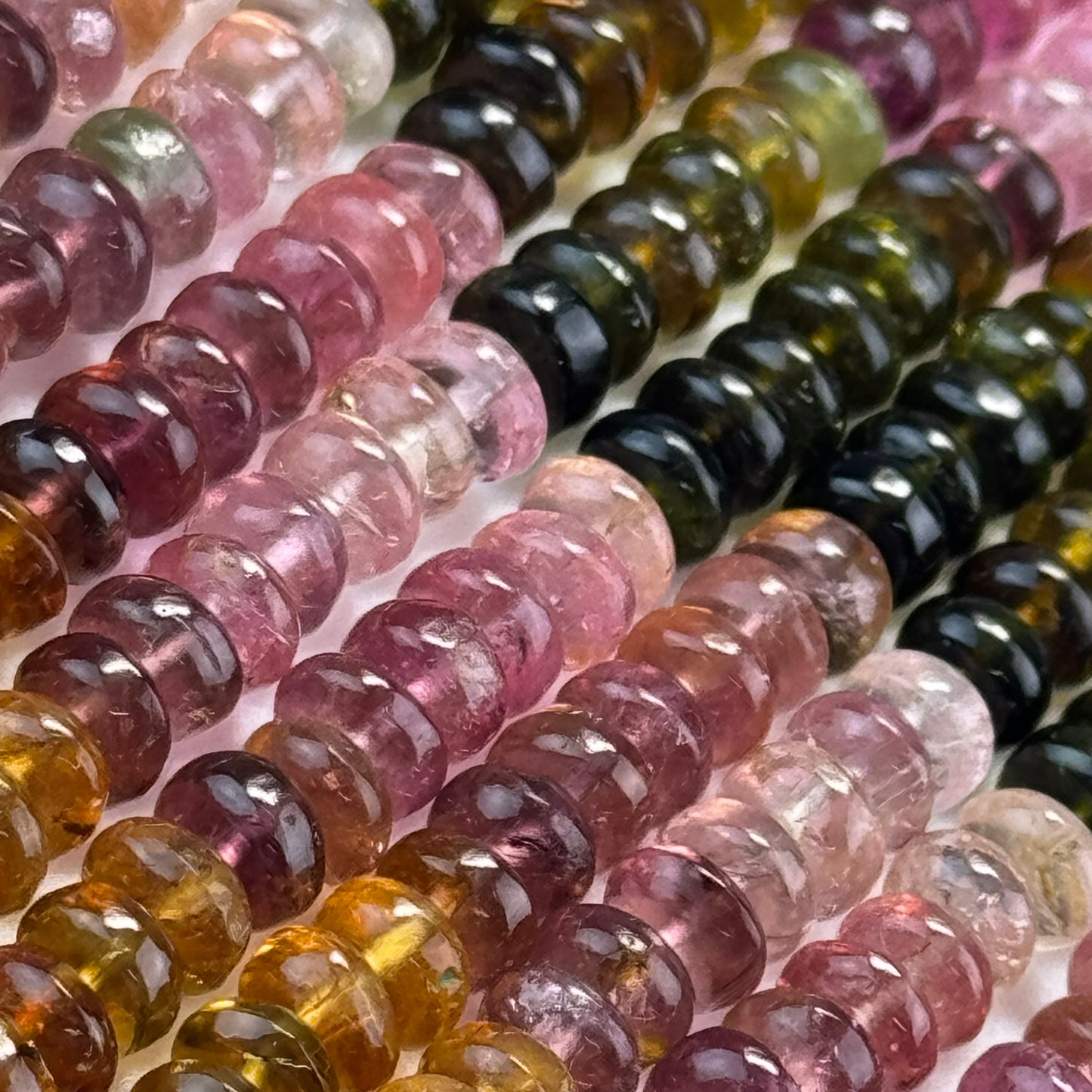 Multicolor Tourmaline Rondelle Beads – Natural Gem for Jewelry - (AAA Quality)