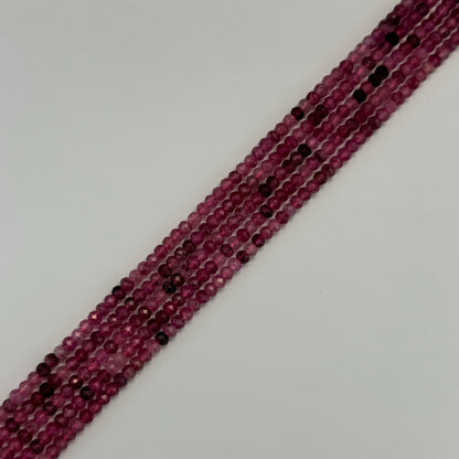 Raspberry Quartz Beads - Faceted Rondelle Beads