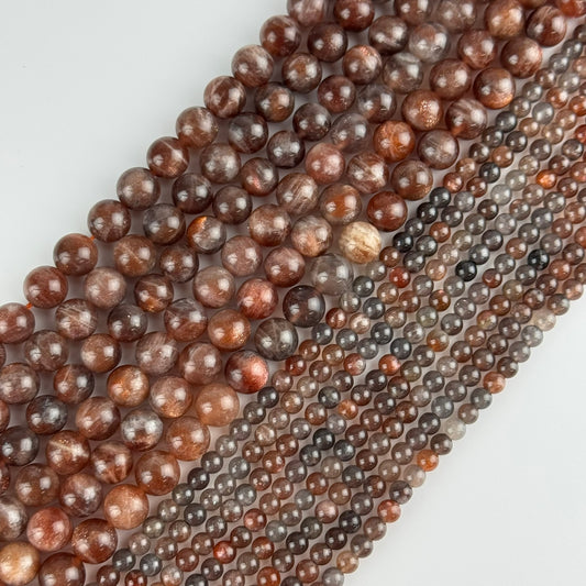 Burgundy Sunstone Polished Round Beads (AAA Quality)