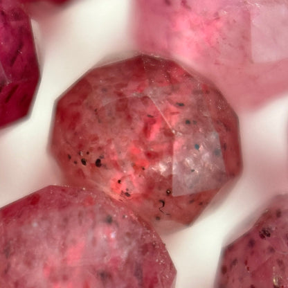 Raspberry Quartz Beads - Faceted Rondelle Beads
